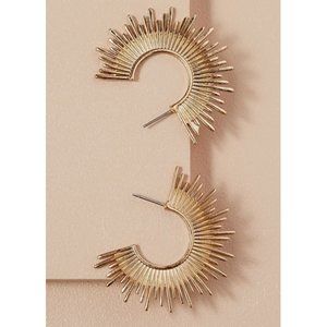 New ~ Anthropologie Gold Sunburst Hoop Earrings